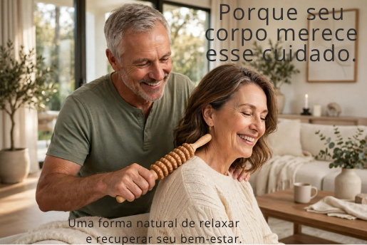 Massageador Corporal de Madeira para Liberação Miofascial | Rolo Manual com 9 Esferas | Anticelulite e Relaxamento Muscular