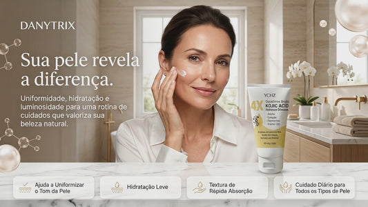 Creme Facial de Ácido Kójico YCHZ: Uniformização do Tom, Eliminação de Manchas e Controle de Oleosidade – Tratamento Clareador e Hidratante para o Dia e Noite