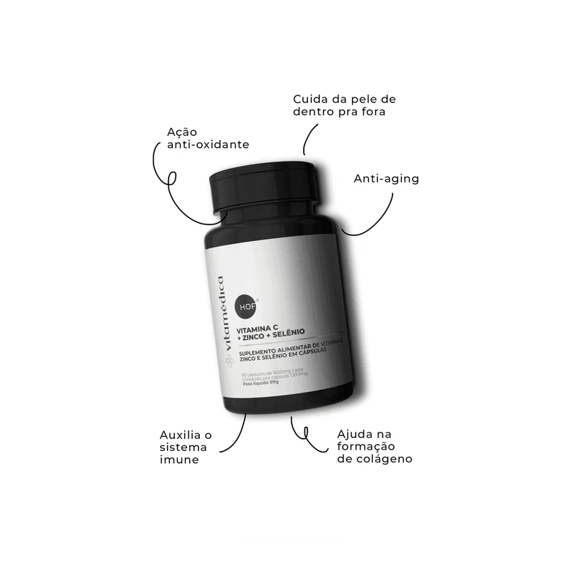 Cápsulas de Vitamina C, Zinco e Selênio – Imunidade, Colágeno e Antioxidante – 9