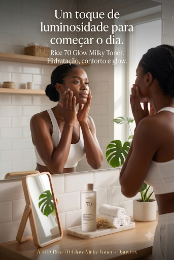 ANUA Rice 70 Glow Milky Toner 250ml – Tônico Facial Hidratante e Iluminador
Com 70% de extrato de arroz e niacinamida para uma pele hidratada, macia e naturalmente luminosa.
