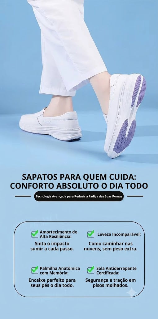 Sapato Profissional Conforto Total: Couro Legítimo, Antiderrapante e Anatômico – Ideal para Enfermagem e Longas Jornadas de Trabalho Casual round Toe Leather