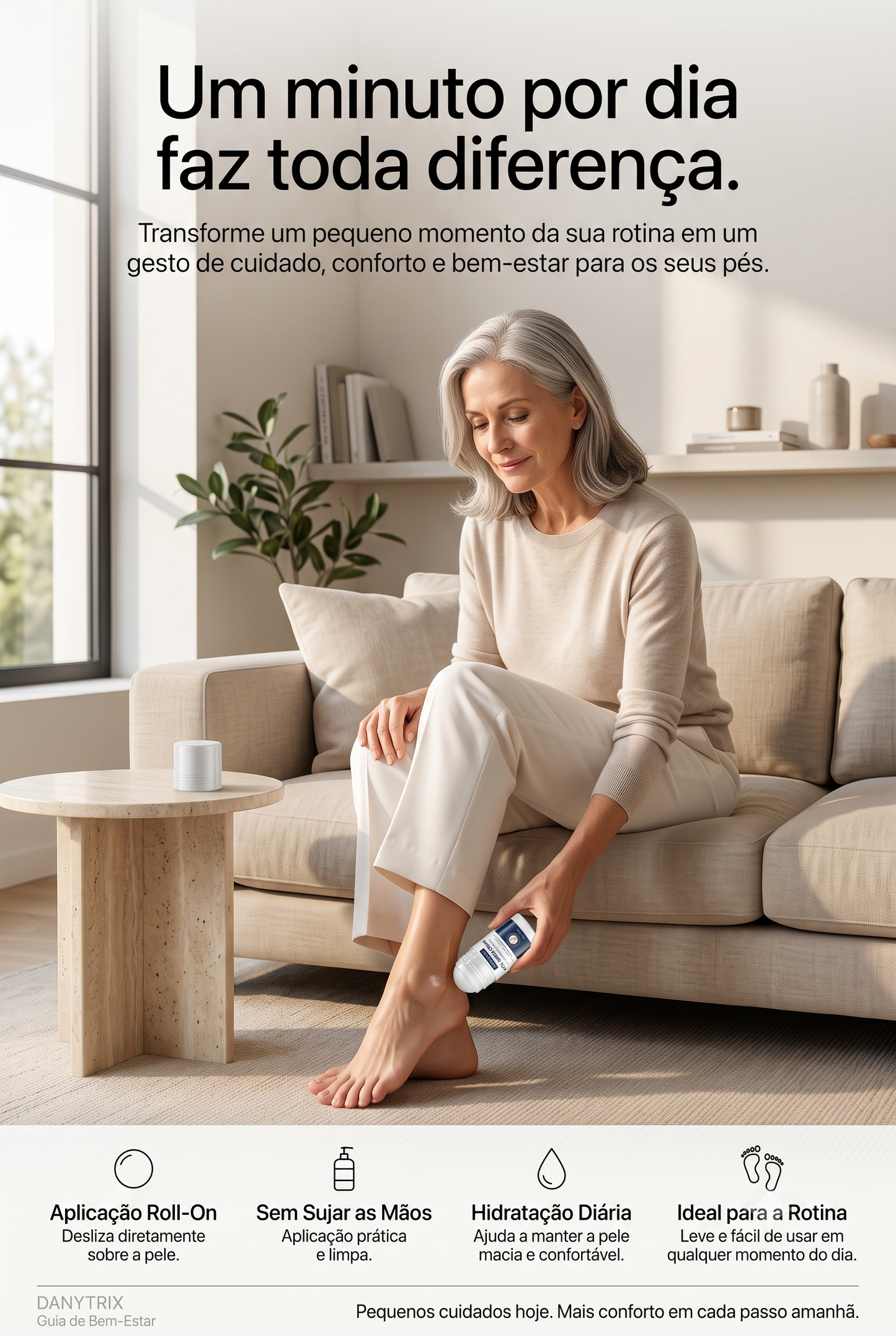 Roll-On Hidratante para Pés com 42% de Ureia e Ácido Salicílico | Hidratação Intensiva para Pés Ressecados e Ásperos